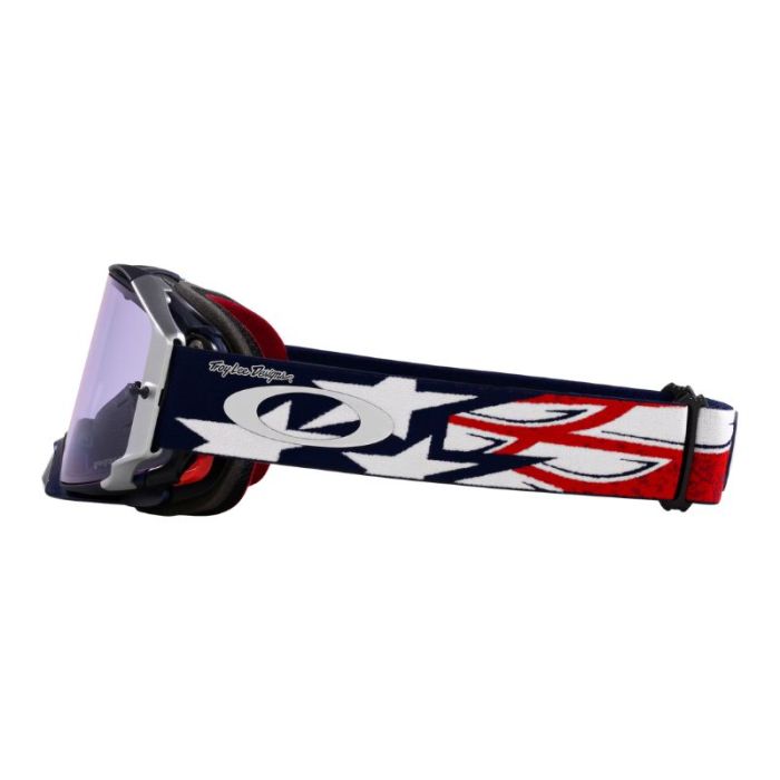 Maschera OAKLEY Airbrake mx rosso/blu wings lente prizm low light Troy lee designs ltd