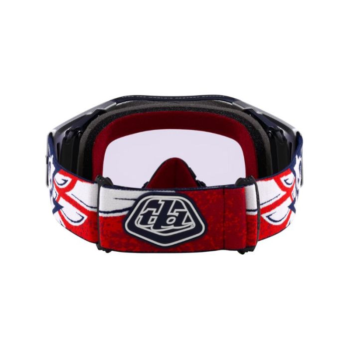 Maschera OAKLEY Airbrake mx rosso/blu wings lente prizm low light Troy lee designs ltd